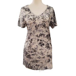 V-neck short sleeve burnout cotton blend lightweight blues white yoga tee